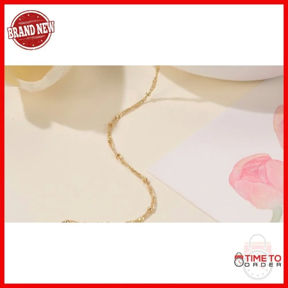 14K Gold Twisted Bead Chain Bracelet 17/19/21cm Women's Jewelry